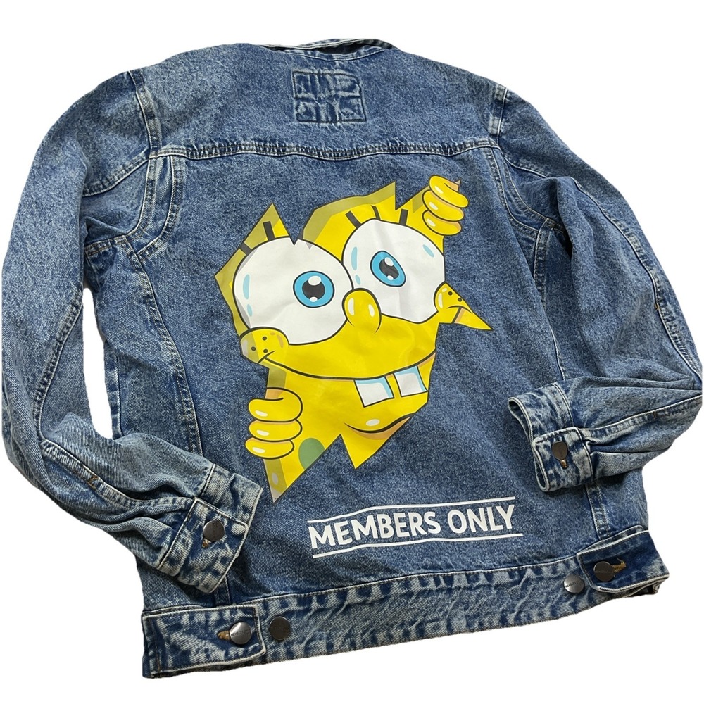 Members Only Nickelodeon Jean Jacket Men Sz M SpongeBob Squarepants Denim